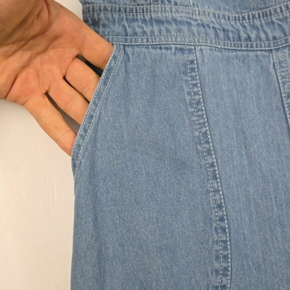 Japna Women's Light Wash Blue Denim Denim Jumpsuit Elastic Back Pockets Size S - Picture 3 of 12